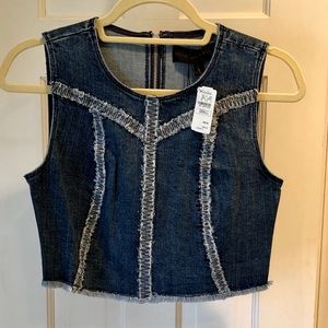 Kendall + Kylie Sleeveless Jean Cropped Top